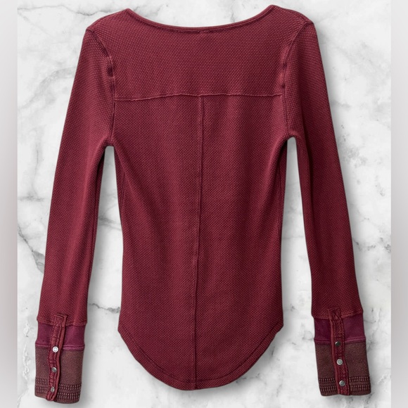 Free People We The Free Sunnie Valley Cuff Thermal Top Boho Maroon Rust Size M - Picture 5 of 14